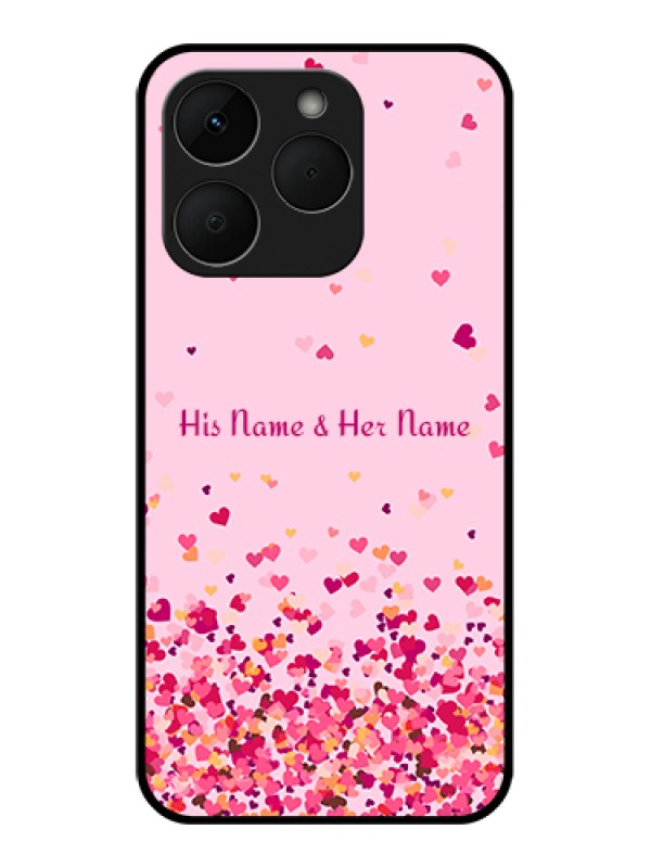 Custom Realme Narzo 90 5G Custom Glass Phone Case - Floating Hearts Design