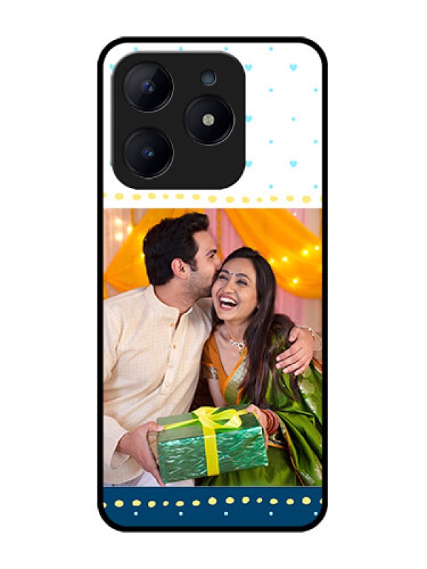 Custom Realme Narzo N63 Custom Glass Phone CaseWhite And Blue Abstract Design