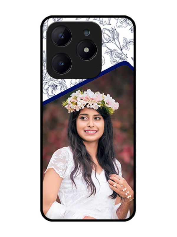Custom Realme Narzo N63 Custom Glass Phone CaseClassy Floral Design
