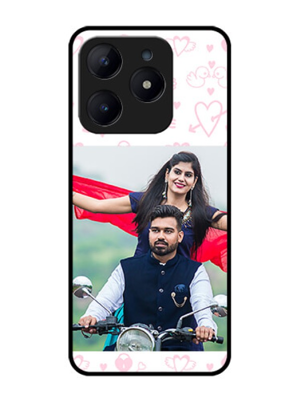 Custom Realme Narzo N63 Custom Glass Phone CasePink Flying Heart Design