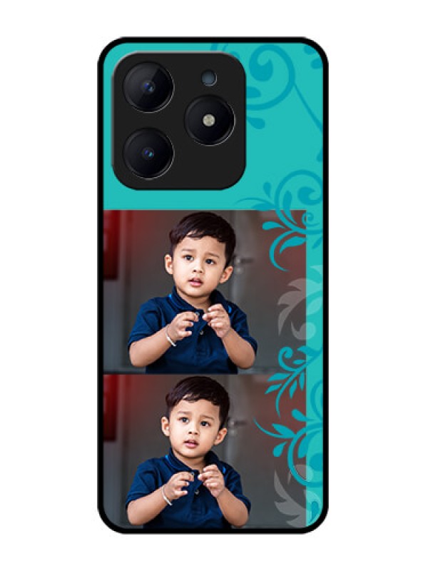 Custom Realme Narzo N63 Custom Glass Phone CaseWith Photo And Green Floral Design