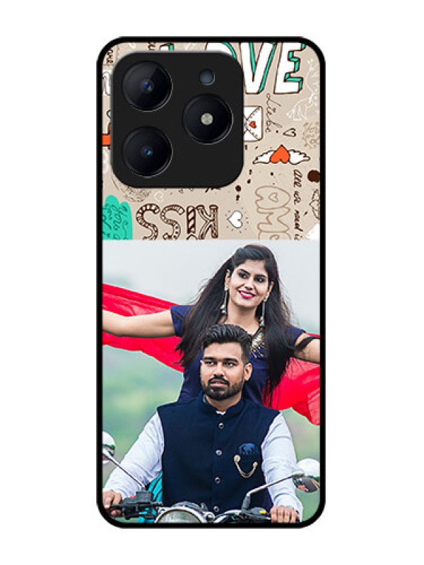 Custom Realme Narzo N63 Custom Glass Phone CaseLove Doodle Pattern