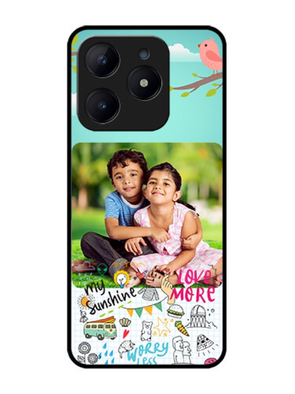 Custom Realme Narzo N63 Custom Glass Phone CaseDoodle Love Design
