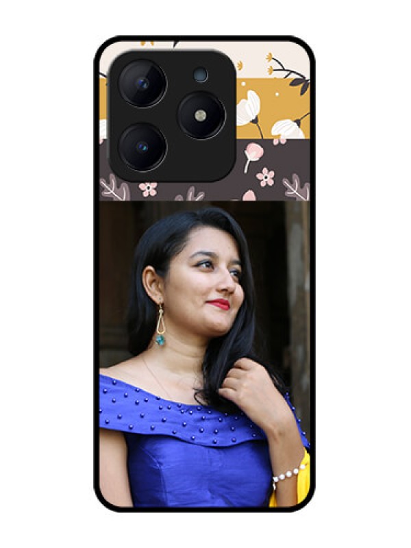 Custom Realme Narzo N63 Custom Glass Phone CaseStylish Floral Design