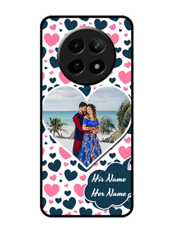 Custom Realme Narzo N65 5G Custom Glass Phone Case - Pink & Blue Heart Design