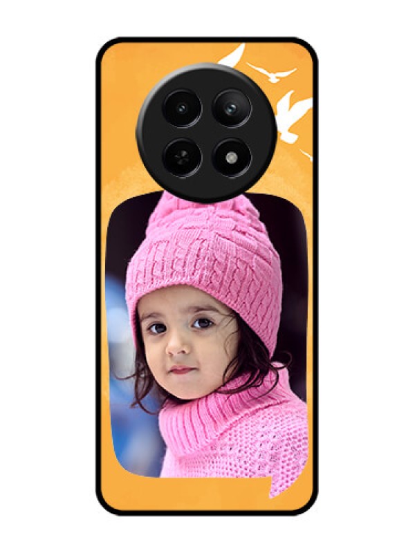 Custom Realme Narzo N65 5G Custom Glass Phone Case - Water Color Design With Bird Icons