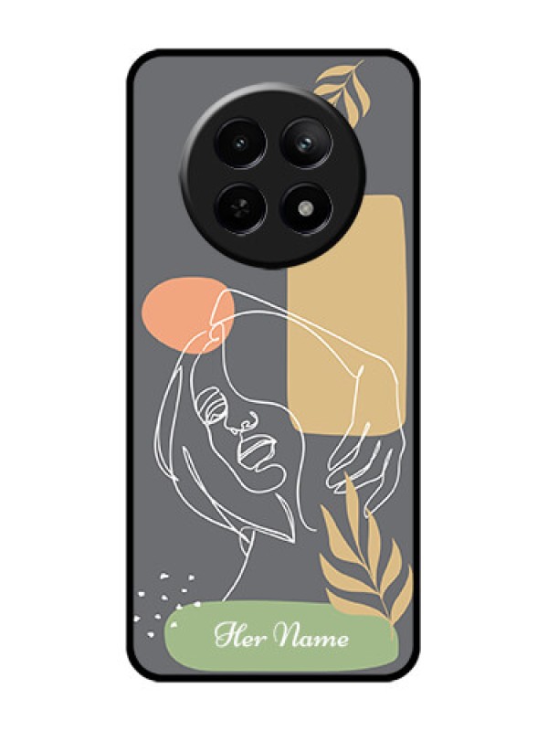 Custom Realme Narzo N65 5G Custom Glass Phone Case - Gazing Woman Line Art Design