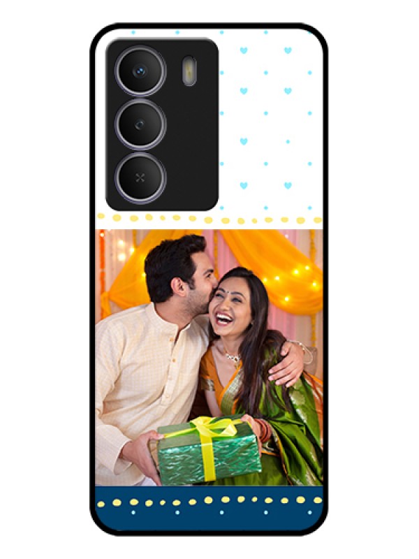 Custom Realme P3 Lite 5G Custom Glass Phone Case - White And Blue Abstract Design