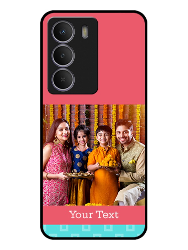 Custom Realme P3 Lite 5G Custom Glass Phone Case - Peach & Blue Color Design
