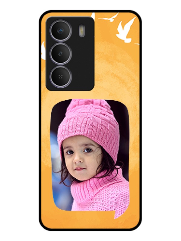 Custom Realme P3 Lite 5G Custom Glass Phone Case - Water Color Design With Bird Icons