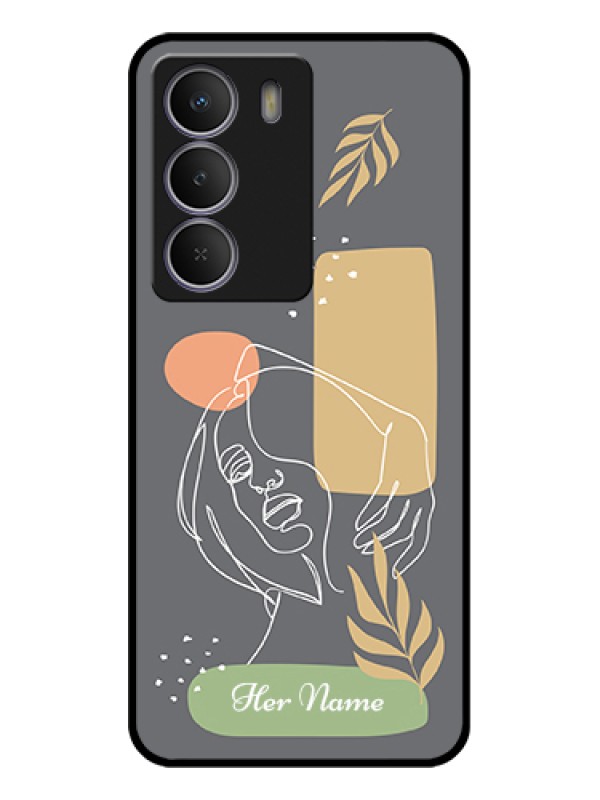 Custom Realme P3 Lite 5G Custom Glass Phone Case - Gazing Woman Line Art Design