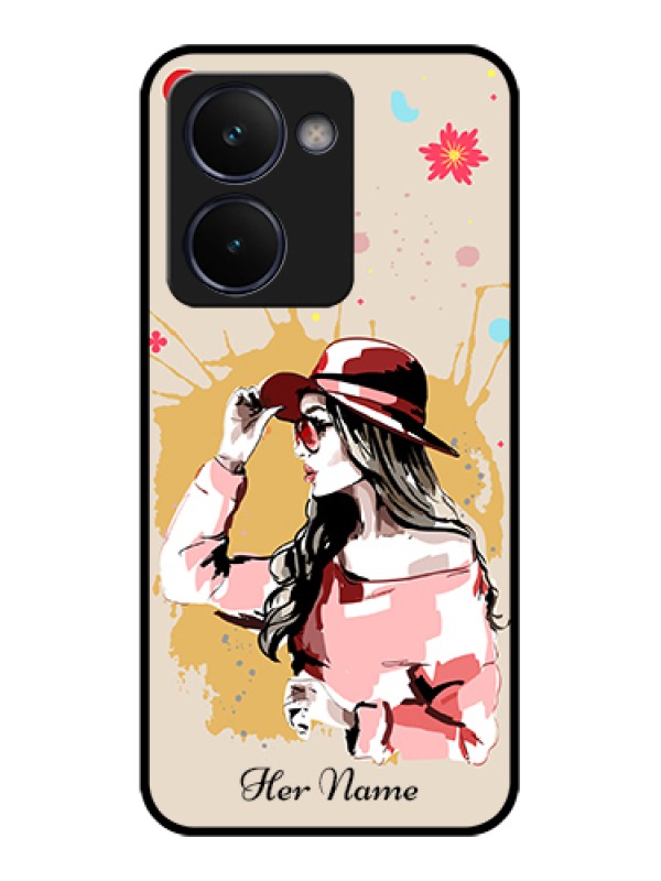 Custom Realme P3 Ultra 5G Custom Glass Phone Case - Women With Pink Hat Design
