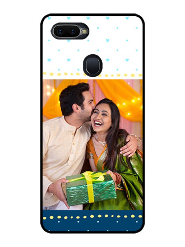 Custom Realme U1 Personalized Glass Phone Case  - White and Blue Abstract Design