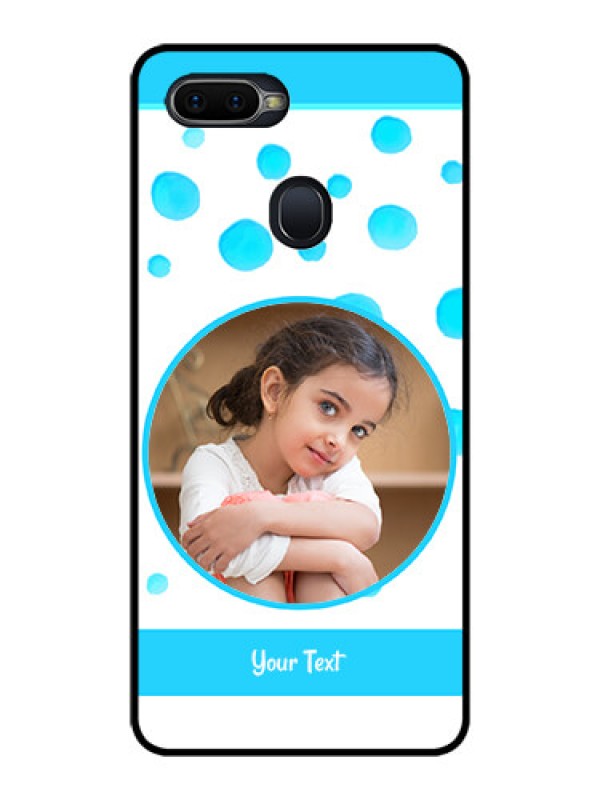 Custom Realme U1 Photo Printing on Glass Case  - Blue Bubbles Pattern Design