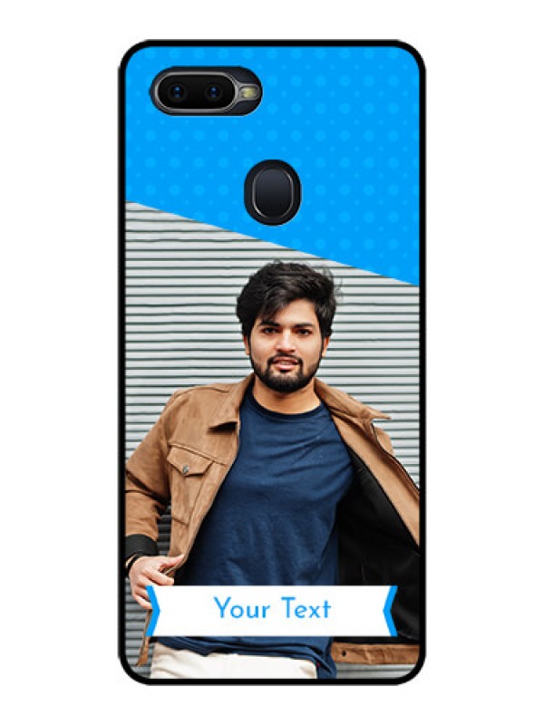 Custom Realme U1 Photo Printing on Glass Case  - Simple Blue Color Design