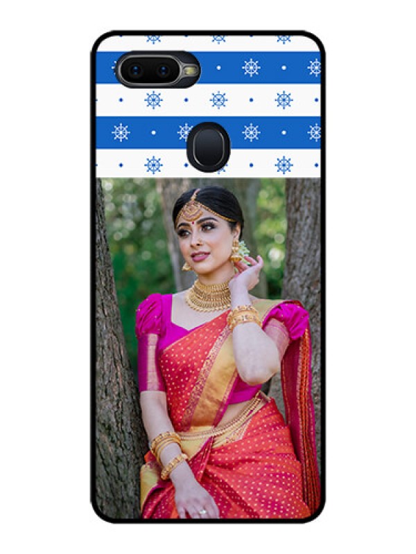 Custom Realme U1 Photo Printing on Glass Case  - Snow Pattern Design