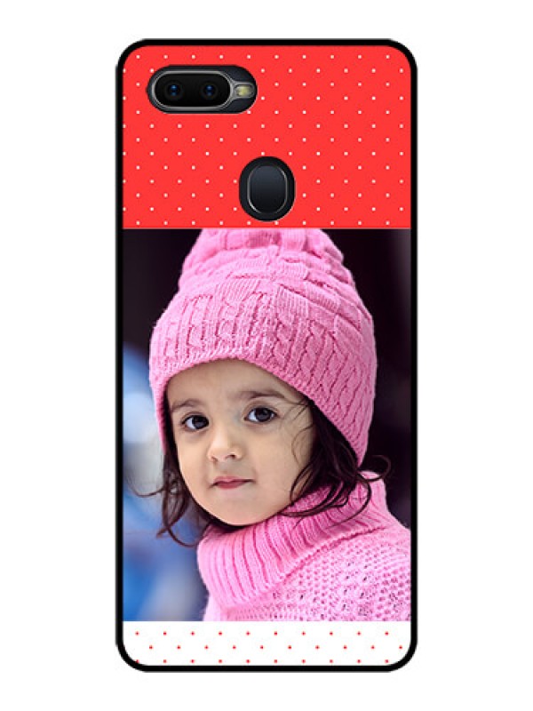 Custom Realme U1 Photo Printing on Glass Case  - Red Pattern Design