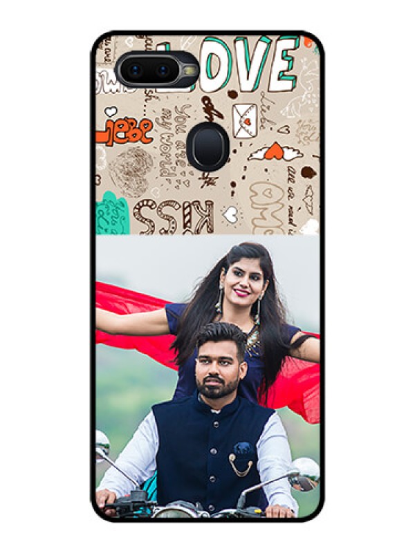 Custom Realme U1 Custom Glass Phone Case  - Love Doodle Pattern 