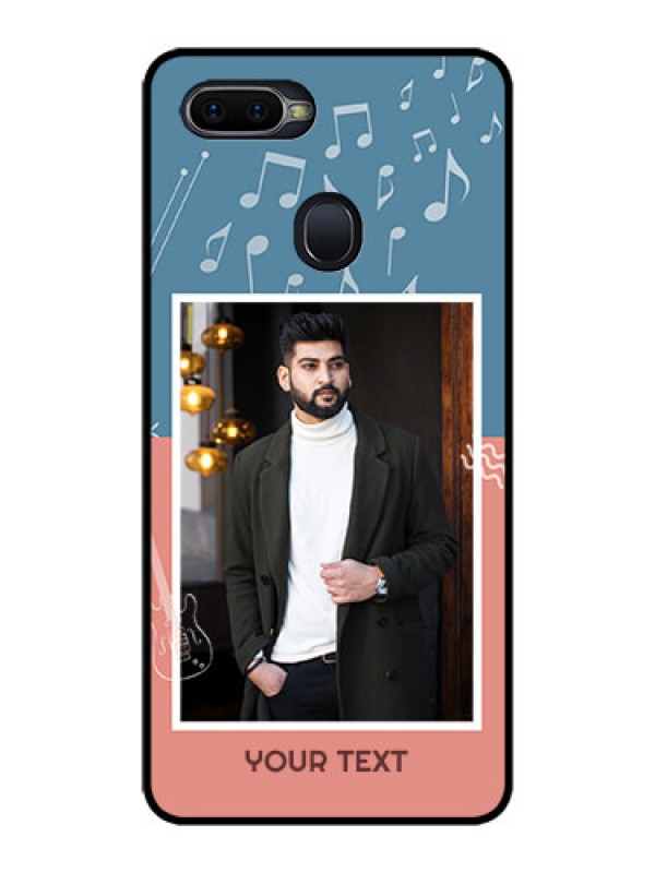 Custom Realme U1 Photo Printing on Glass Case  - with Color Musical Note Design