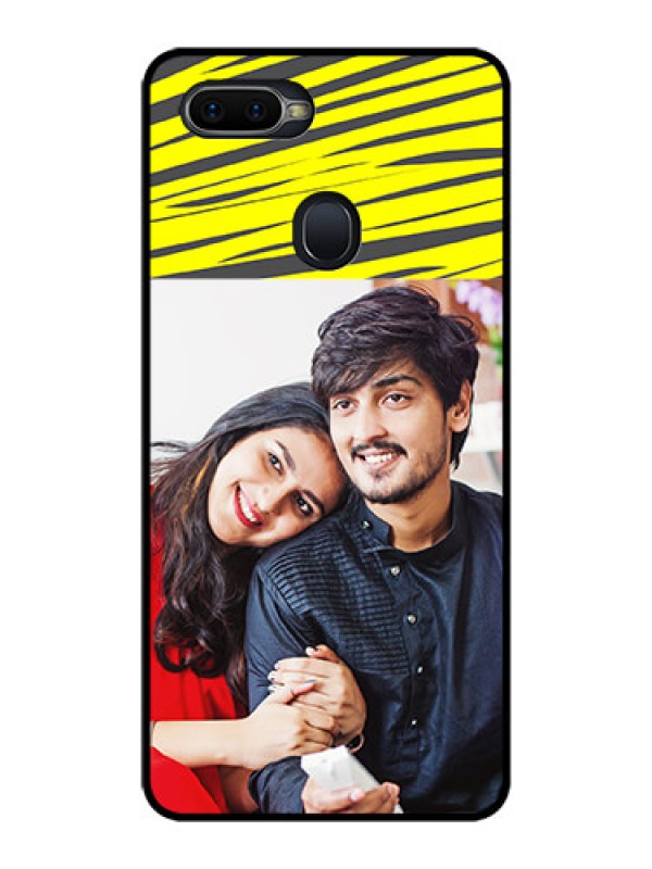 Custom Realme U1 Photo Printing on Glass Case  - Yellow Abstract Design