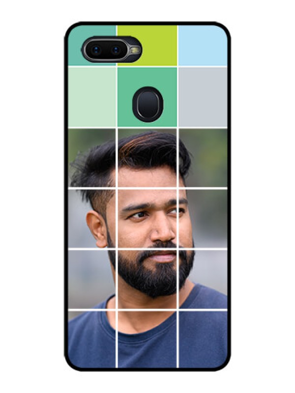 Custom Realme U1 Photo Printing on Glass Case  - with white box pattern 