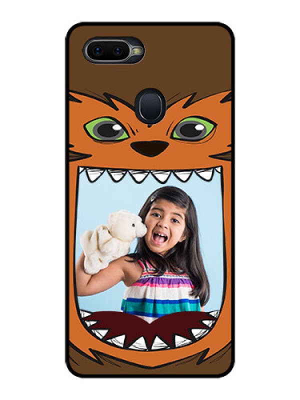 Custom Realme U1 Photo Printing on Glass Case  - Owl Monster Back Case Design