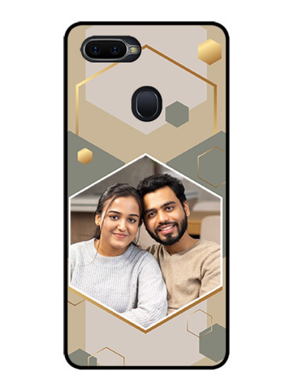 Custom Realme U1 Photo Printing on Glass Case - Stylish Hexagon Pattern Design