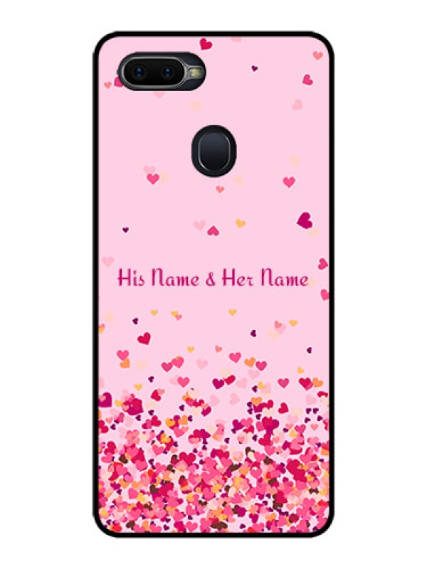 Custom Realme U1 Photo Printing on Glass Case - Floating Hearts Design