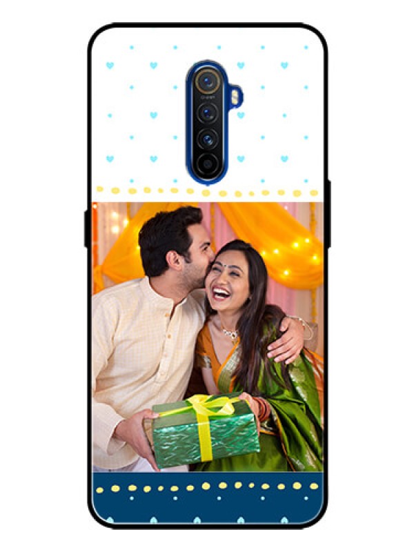 Custom Realme X2 Pro Personalized Glass Phone Case  - White and Blue Abstract Design