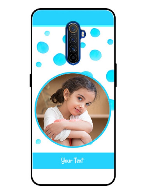 Custom Realme X2 Pro Photo Printing on Glass Case  - Blue Bubbles Pattern Design