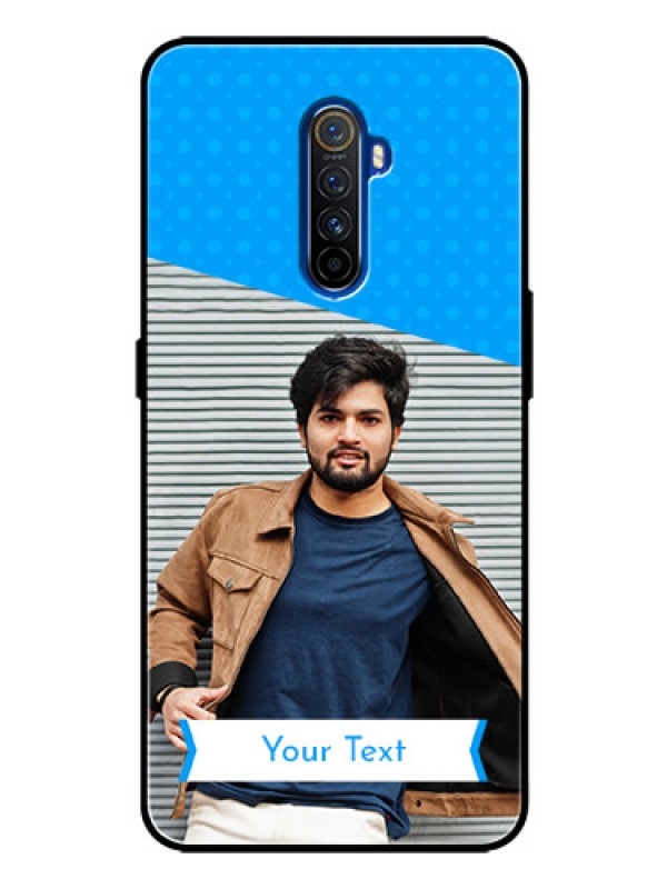 Custom Realme X2 Pro Photo Printing on Glass Case  - Simple Blue Color Design