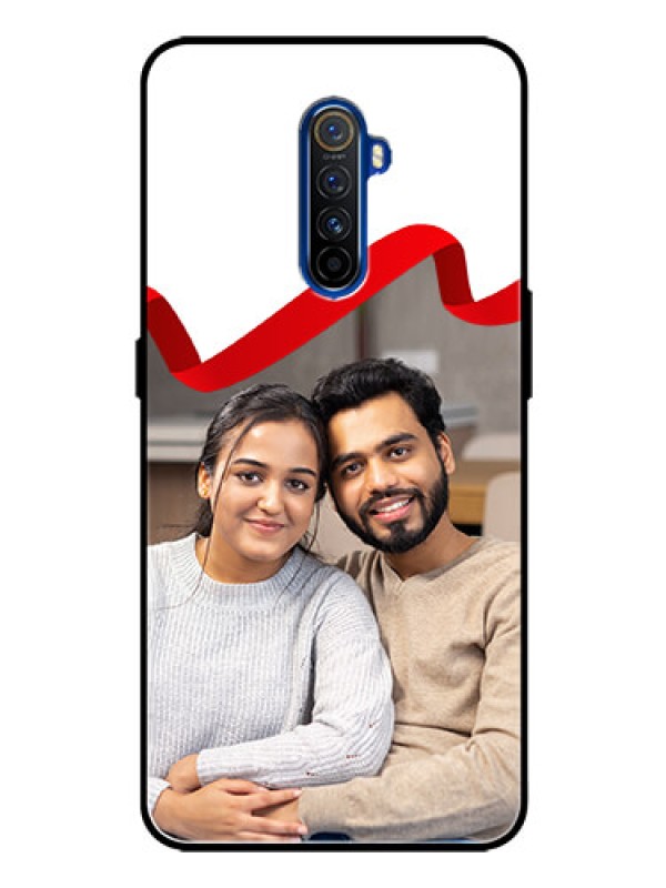 Custom Realme X2 Pro Photo Printing on Glass Case  - Red Ribbon Frame Design