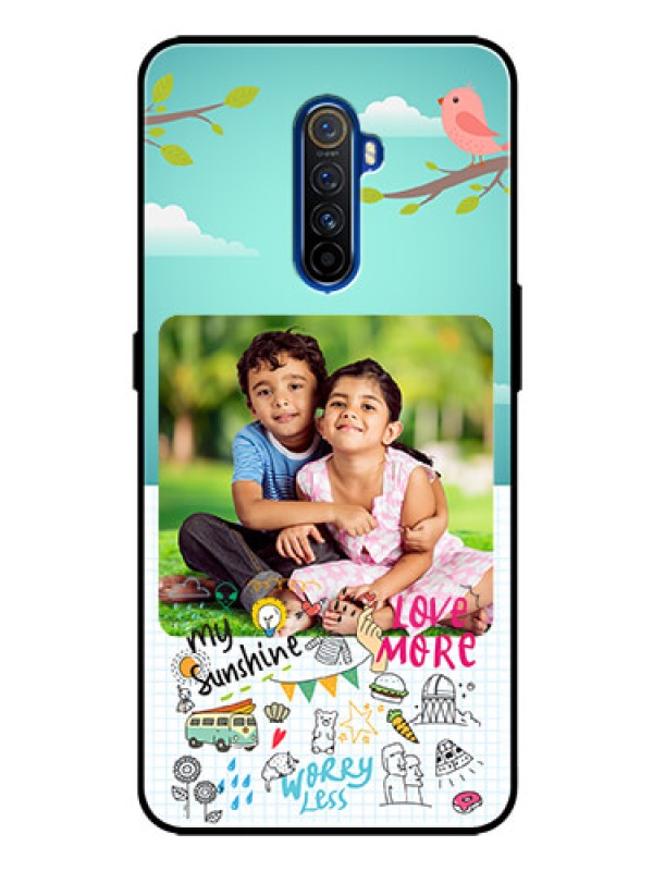 Custom Realme X2 Pro Photo Printing on Glass Case  - Doodle love Design