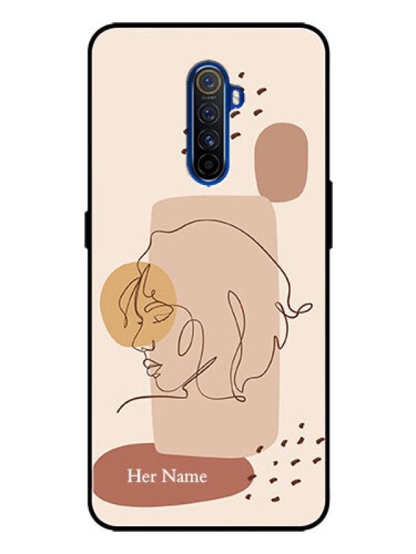 Custom Realme X2 Pro Photo Printing on Glass Case - Calm Woman line art Design