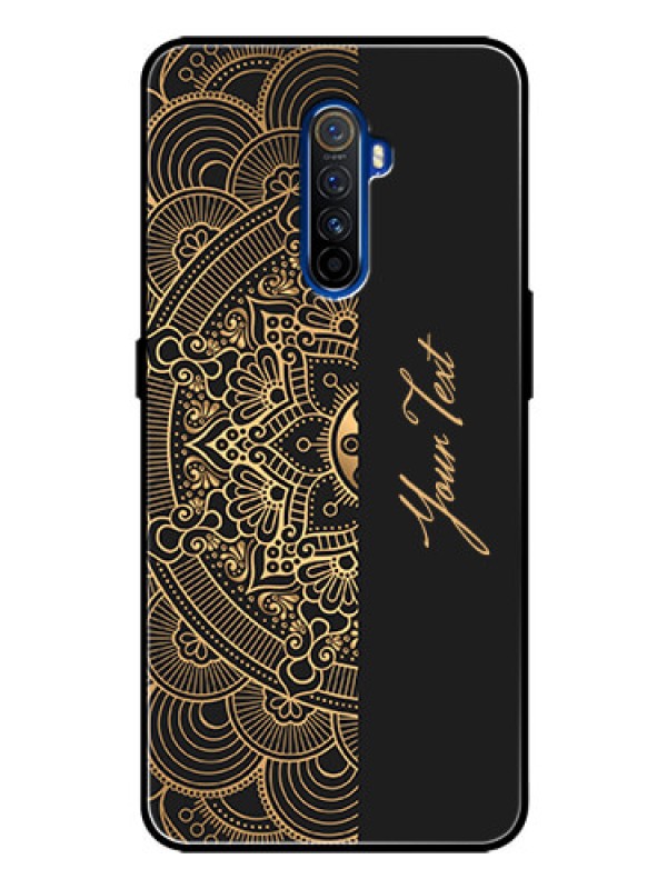 Custom Realme X2 Pro Photo Printing on Glass Case - Mandala art with custom text Design