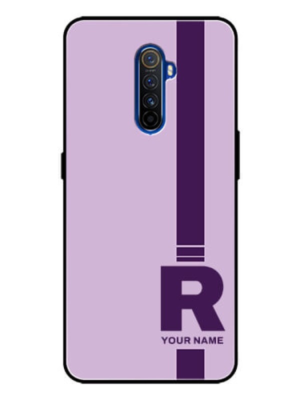 Custom Realme X2 Pro Photo Printing on Glass Case - Simple dual tone stripe with name Design