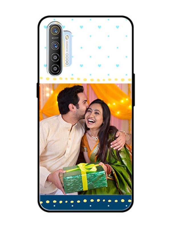 Custom Realme X2 Personalized Glass Phone Case  - White and Blue Abstract Design