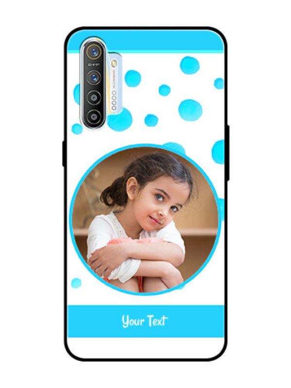 Custom Realme X2 Photo Printing on Glass Case  - Blue Bubbles Pattern Design