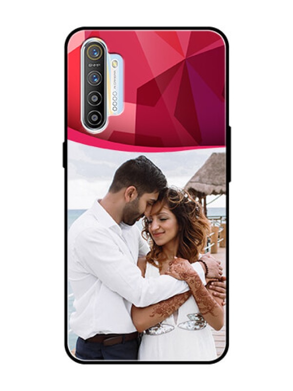 Custom Realme X2 Custom Glass Mobile Case  - Red Abstract Design