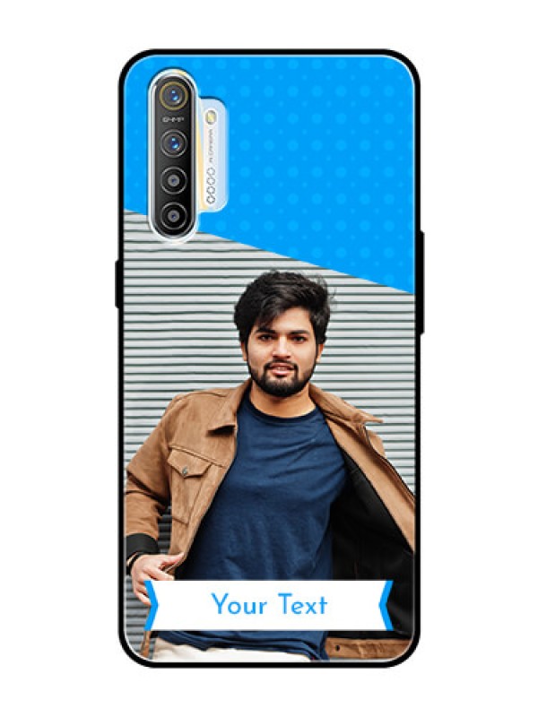Custom Realme X2 Photo Printing on Glass Case  - Simple Blue Color Design