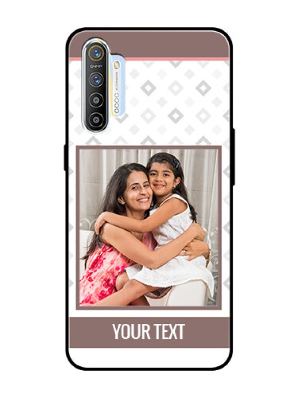 Custom Realme X2 Photo Printing on Glass Case  - Simple Diamond Design