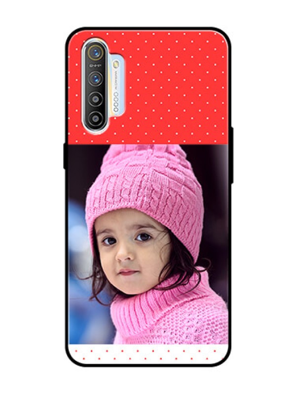 Custom Realme X2 Photo Printing on Glass Case  - Red Pattern Design