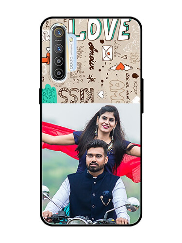 Custom Realme X2 Custom Glass Phone Case  - Love Doodle Pattern 