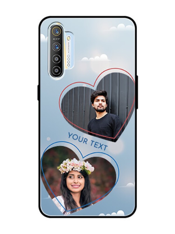 Custom Realme X2 Custom Glass Mobile Case  - Blue Color Couple Design 