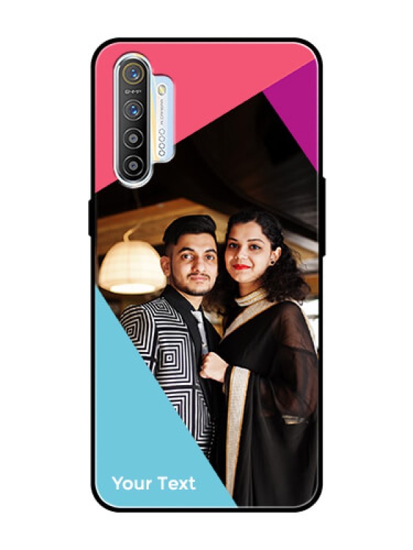 Custom Realme X2 Custom Glass Mobile Case - Stacked Triple colour Design