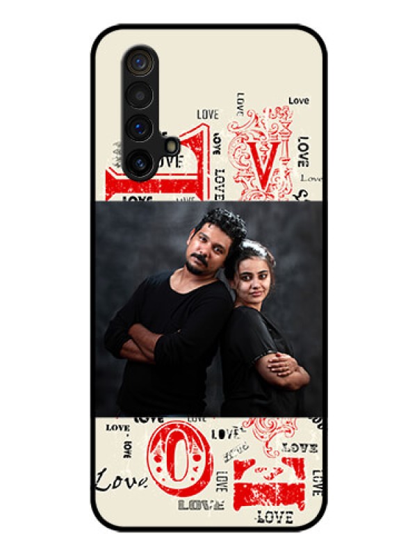 Custom Realme X3 Photo Printing on Glass Case - Trendy Love Design Case