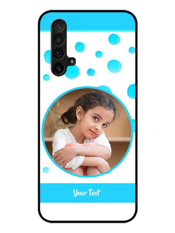 Custom Realme X3 Photo Printing on Glass Case - Blue Bubbles Pattern Design