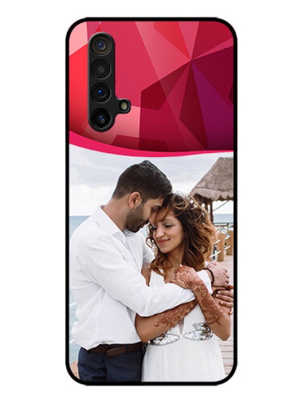 Custom Realme X3 Custom Glass Mobile Case - Red Abstract Design