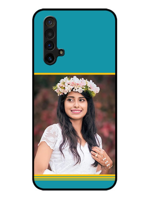 Custom Realme X3 Custom Glass Phone Case - Yellow & Blue Design 