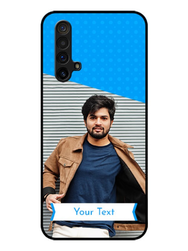 Custom Realme X3 Photo Printing on Glass Case - Simple Blue Color Design